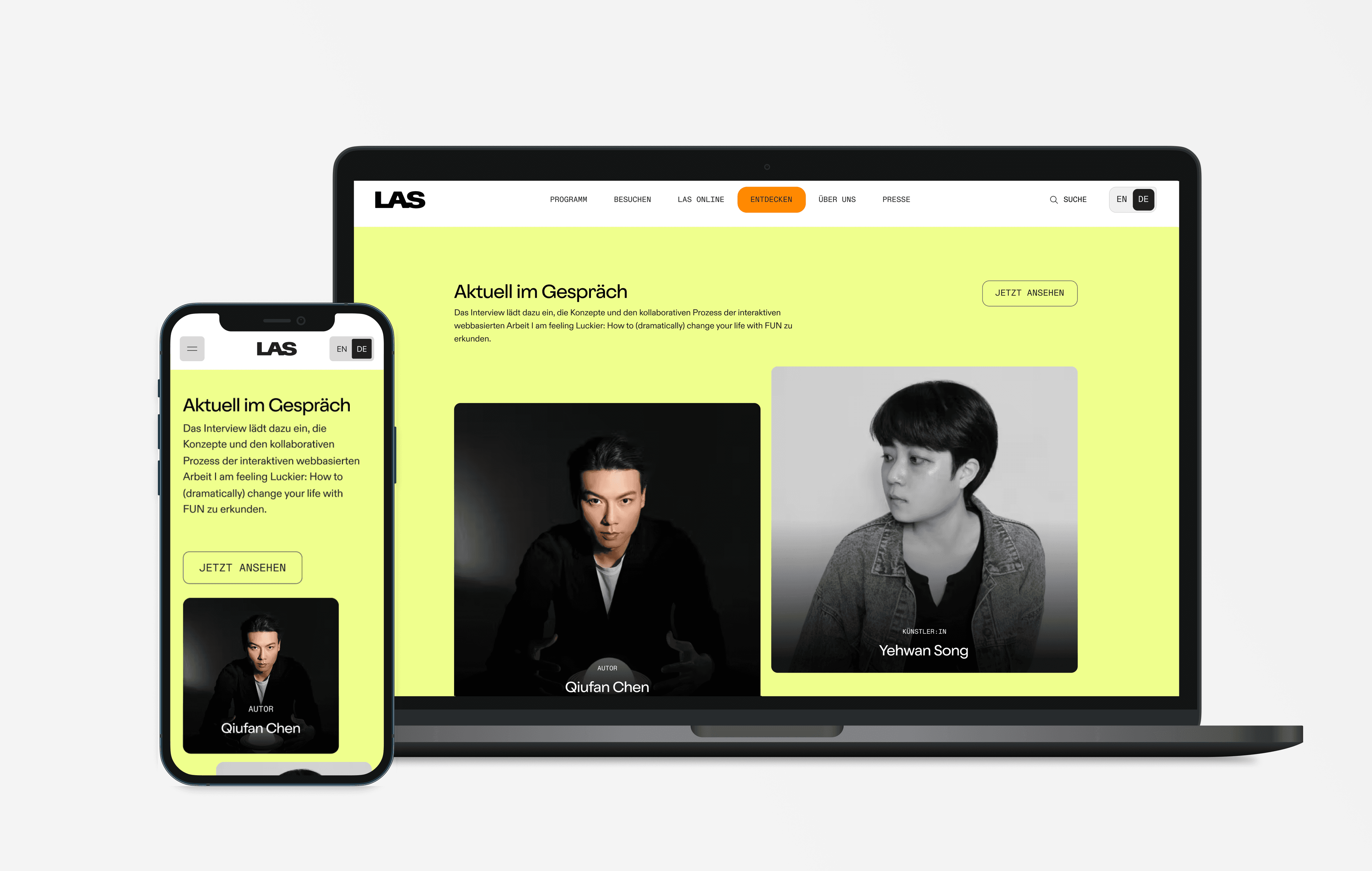 Desktop und mobiler Screen des Entdecken Bereichs von LAS