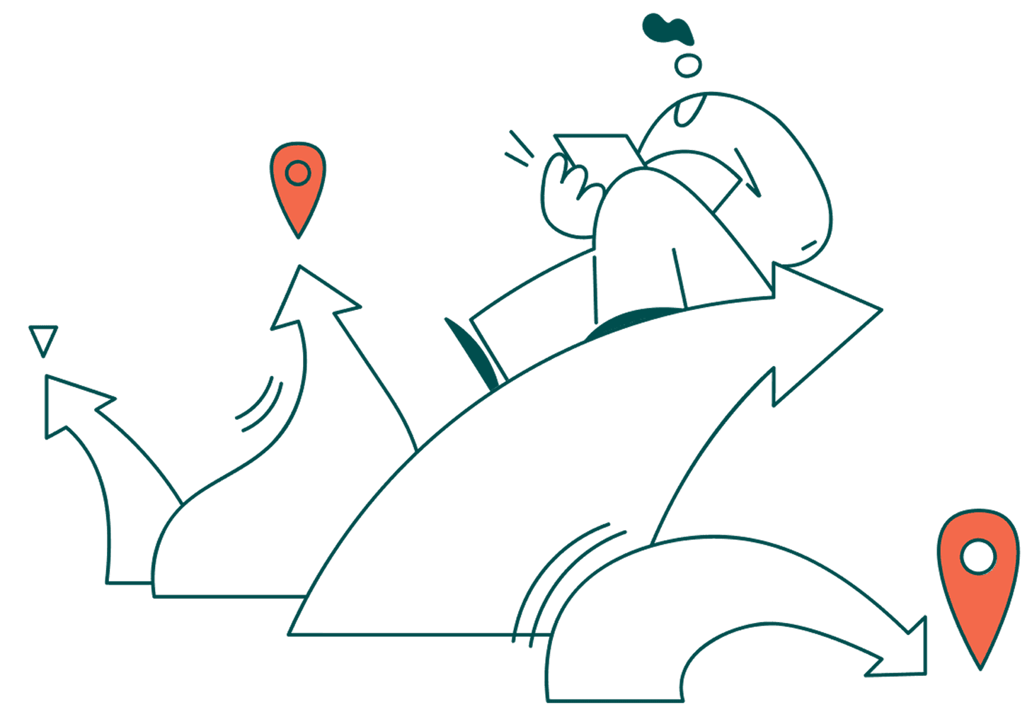 Illustration von einer Person, die auf Pfeilen sitzt