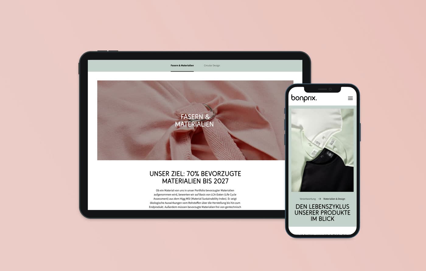 Inhalte der Corporate Seite mit Ankernavigation